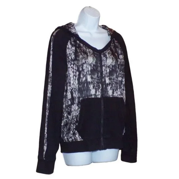 Blanc Noir Glam Silk Blend Full Zip Hoodie - Picture 4 of 10